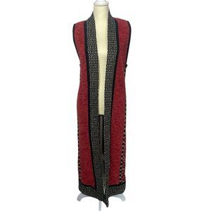 Patricia Knits Long Sleeveless Open Front Knit Duster Vest Boho Artisian